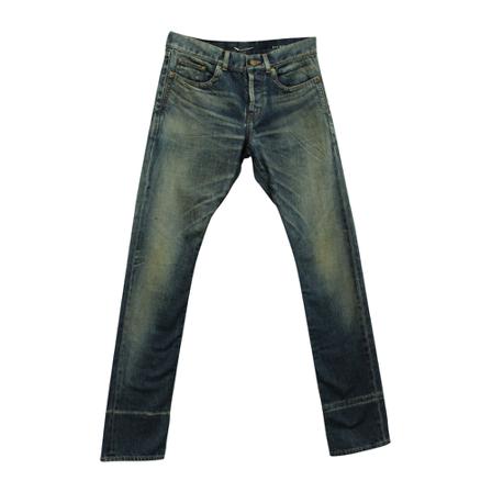 Saint Laurent Vintage Pre-Owned Distressed Straight Leg Jeans Blå, Herre, Størrelse: M