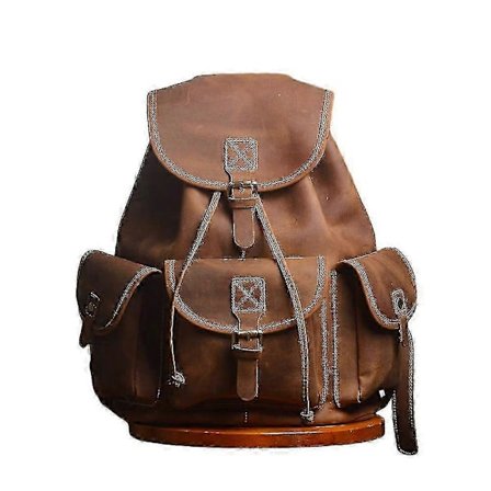 Äkta Läder Dragsko Ryggsäck Vintage Herr Ryggsäck Skolväska