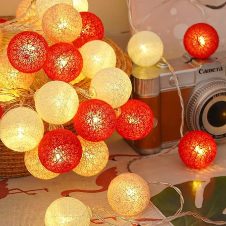 Bomullslysslykter - 6,5 fot 20 LED bomullslyskule Fairy String Lights USB-strømadapter Mini Globe Ball Lights for Bedroom Party