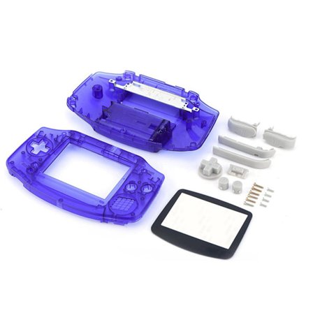 GBA Transparent Blå Ersättningsskal Hölje Kit Delar