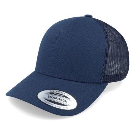 Yupoong - Blå trucker Keps - Retro Navy A-Frame Trucker @ Hatstore