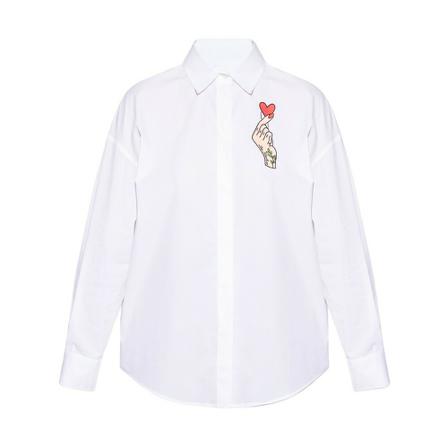 Love Moschino Patched shirt Hvid, Dame
