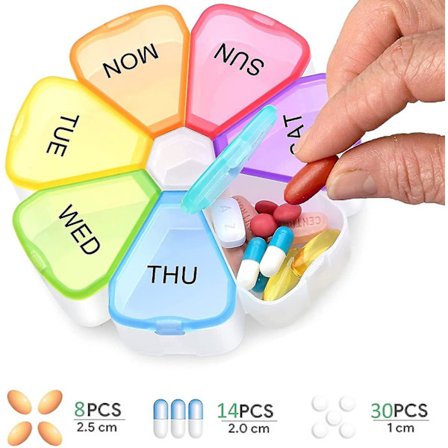 7-dagars organiserare, bärbar daglig pillerlåda Pillerask med lätt tryck