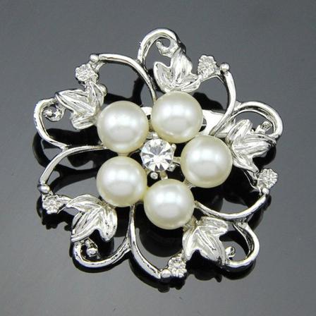 Broschnålar Faux Pearl Broscher Rund Form Blomma Brosch Halsduk P