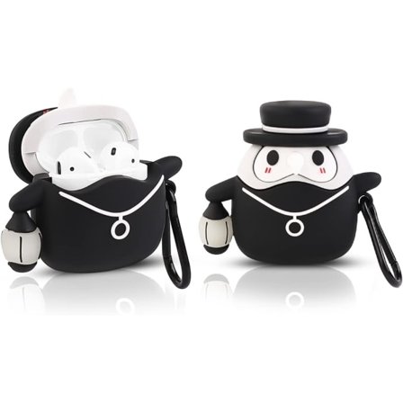 Tecknat Fodral för Airpods 2:a/1:a Generationen, 3D Animerad Karaktär Design Silikon Skyddande Stöttåliga Fodral med Nyckelring för Airpods Hörlurar