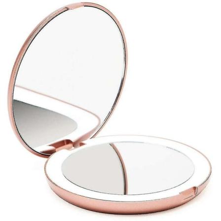 Oplyst lommespejl, 1x/10x forstørrelse - Stort makeup-håndspejl med naturligt lys, 9 cm i diameter, kompakt og bærbart til rejser