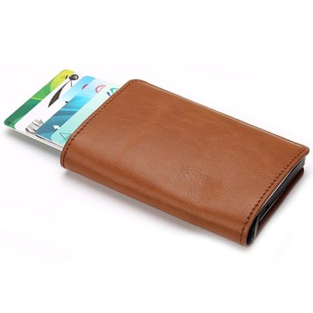 Korthållare av Läder och Aluminium (RFID, GSA & NFC Skyddad)