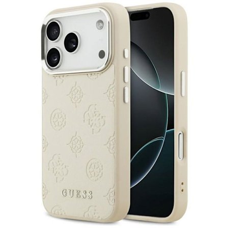 Cg mobile Guess Pivoine Hot Stamp Script Kompatibel med MagSafe Fodral för iPhone 17 Pro (Beige)