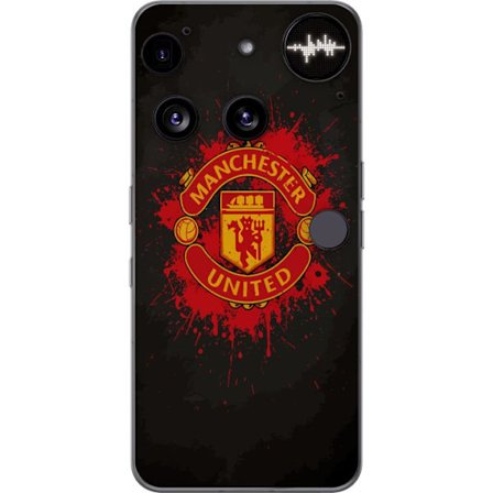 Kompatibelt Mobildeksel til Nothing Nothing Phone (3) Manchester United logo i rød og gul farge med røff sportslig bakgrunn