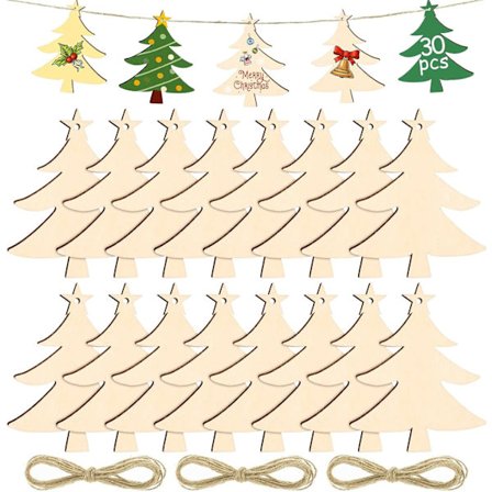 30 st julgranshängen i trä, DIY-trä hängen med snöre f