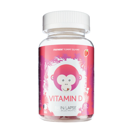 Monkids D-vitamin Barn, Jordbær, 60 stk.