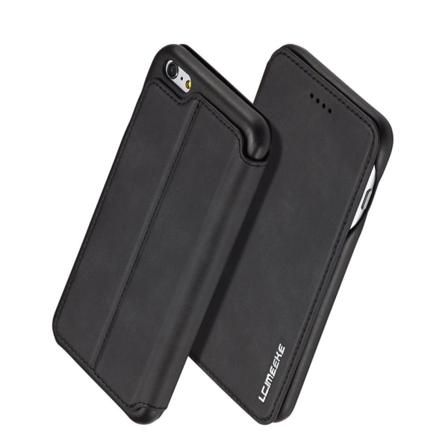 Iphone 6/6s Plus - Lc.imeeke Retro Läder Fodral - Svart Black Svart