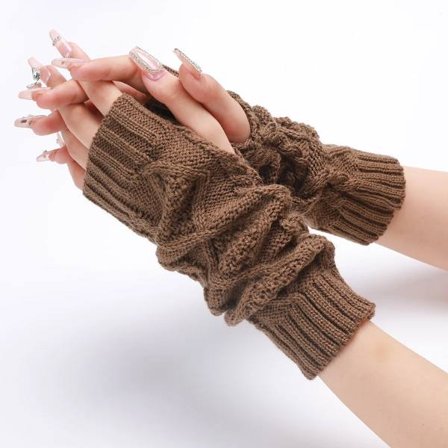Autumn Winter Wool Warm Men Women Half-Finger Open-Finger Gloves Long Knit False Sleeves Full Finger Mittens Hand Warmer Glove