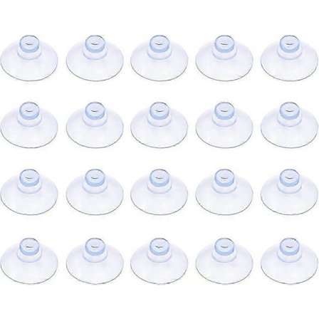 Pakke med 20 små, transparente plastsugekopper, uten krok, 20 mm