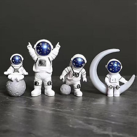 4 stk Resin Astronaut Figur Statuett Figurin Romfarer Skulptur Utdanningsleker Skrivebord Hjemmedekorasjon Astronautmodell Barn Gave S