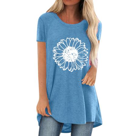 Kortärmad T-shirt För Kvinnor Med Rund Hals