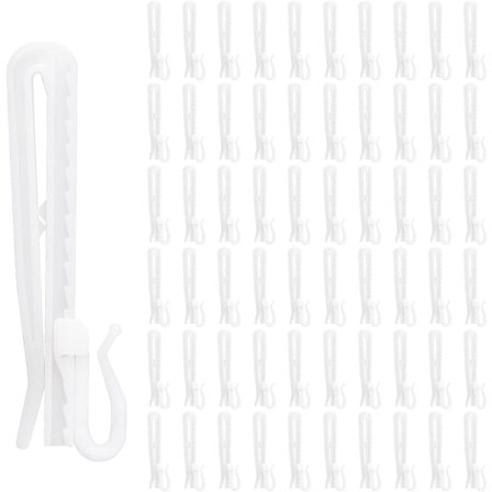 60 stk. - 8,5 cm - Gardinkrok - Dusjgardinkrok - Gardinkrok i plast - Gardinklips