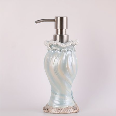 Enkel og moderne såpedispenser med bølge- og skjelldesign, gjenfyllbar dekorativ dispenserflaske for kjøkken og bad.