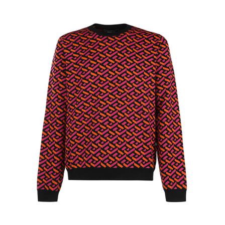 Versace, Round-neck Knitwear Rood, Heren, Maat:M