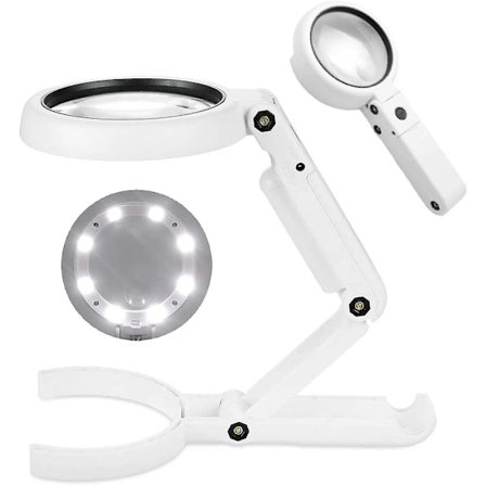 Juvelerarslupp, 5x 11x Handhållen Förstoringsglas, 8 LED-lampor, Vikbart Stativ, Förstoringslampa För Skrivbord, Smycken, Insekter, Tidningar, 