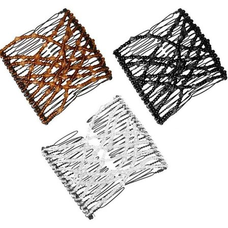 Hårkamme til kvinder Tilbehør Krystalperler Hårkamme Magisk Elastisk Hårklemmer Dekorative Strækbare Hårkamme Dobbelte Klips