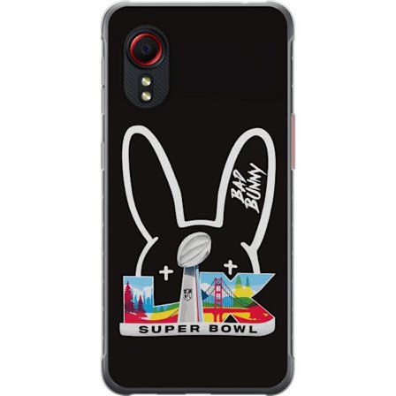 Kompatibel Mobilcover til Samsung Galaxy Xcover 5 Bad Bunny portræt med åben skjorte, tatoveringer og krøllet hår i stilfuld modefotografering