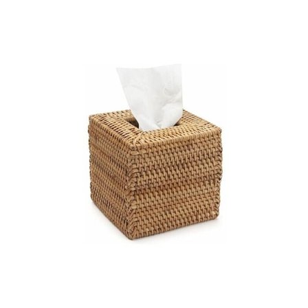 Rattan Servetthållare Naturlig Flätad Ansiktservett Hållare Fyrkantig (Naturlig, 5,5 x 5,5 x 5,9 tum)