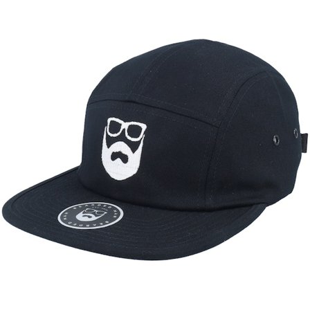 Bearded Man - Svart 5panel Caps - Logo Black/White 5-Panel @ Hatstore