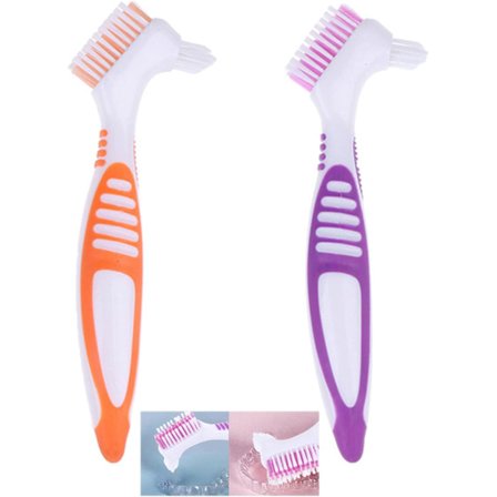 2 stk. protesetandbørster, bærbar dobbeltsidet protese