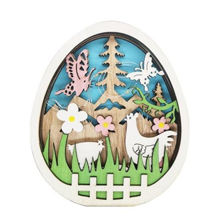 Pääsiäisen puiset tipuvalosarjat, ontto munakaiverrus, käsintehty koriste