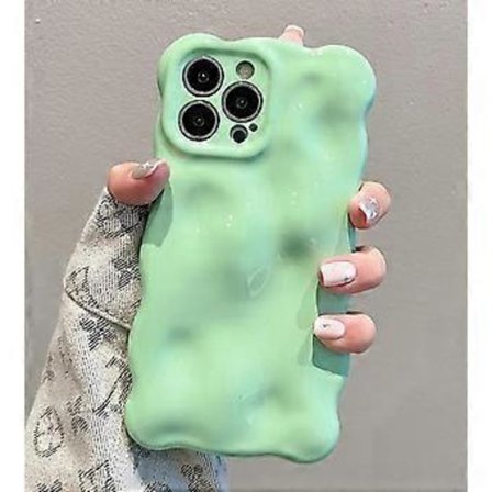 Etui til iPhone 12 Pro, Sød Ensfarvet Krøllet Bølgeformet Stødsikker TPU Bumper Telefon Etui