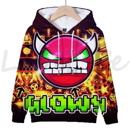 Angry Geometry Dash Hoodies för barn, Tecknad Spel Tröjor för barn, 3D-tryckt Hoodie, Pullovrar för flickor och pojkar Orange Orange 120