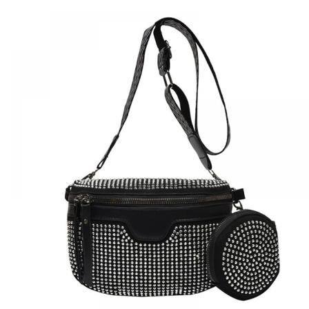 Bumbag Hofteveske Damer Rhinestone PU Hofteveske Skulder