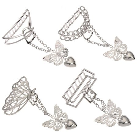 4st Metallhårgrepp Goth Butterfly Love Pendant Hair Claws