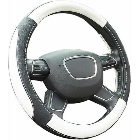 Universal Anti-slip Åndbar Ratbetræk Ratbetræk Mikrofiber Læder Ratbetræk (36-38cm) (hvid)