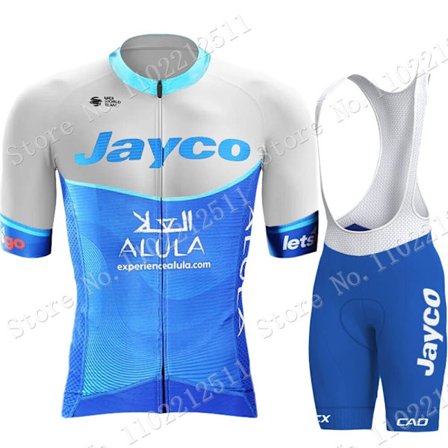 Team Jayco Alula 2023 Cykeltröja Set Kortärmad Blå Herrkläder Road Bike Shirts Kostym Cykel Bib Shorts MTB Maillot 3 5XL