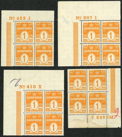 Danmark - 4 Marginal 4-blokke AFA 77 - Postfrisk