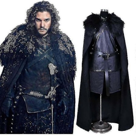 Game of Thrones Jon Snow Kostyme, Herre Fancy Dress Cape Sett, Partyantrekk Cosplay Kappe, Vintersoldat Kostyme for Halloweenforestilling