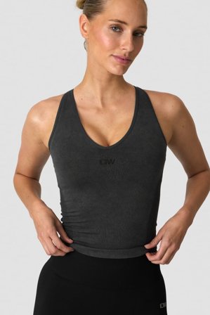 ICANIWILL - Sculpt Seamless V-neck Tank Stone Wash Black - Damer - Træningstøj fra ICIW