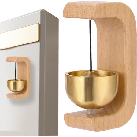 Dørklokke i tre, messingdørklokke, dekorativ dørklokke, lett messingdørklokke