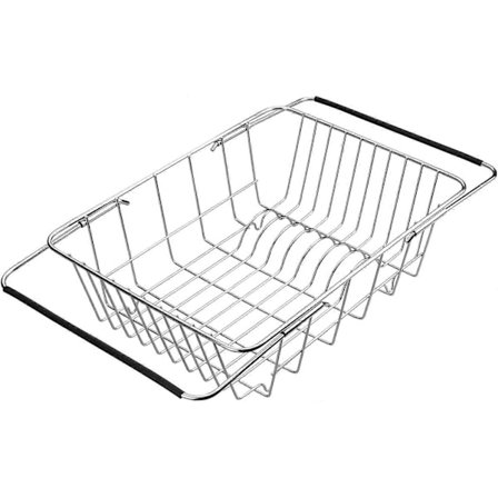 Diskställ för diskho, diskställ i rostfritt stål, Utdragbart diskställ för frukt, grönsaker, kastruller, skålar, tallrikar -Yx