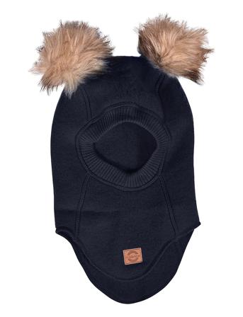 Wool Fullface W. Pom Pom Accessories Headwear Balaclava Sort Mikk-Line