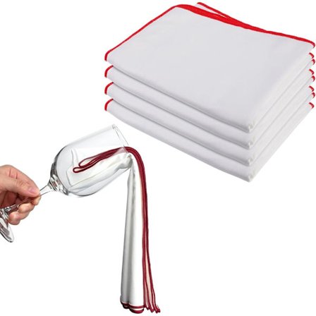 Pakke med mikrofiber pudseklude til vinglas - 35*50cm - Genanvendelige - Stribefri - Mikrofiber - Med rød kant