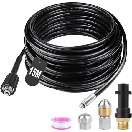15M Korkeapaineinen viemärin puhdistusletku 180bar Joustava viemärin puhdistusletku Korkeapaineletku suihkusuuttimella ja pyörivällä suuttimella, 
