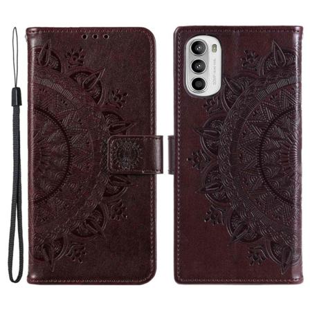 Motorola Moto G52 Mandala Plånboksfodral - Brun Brun