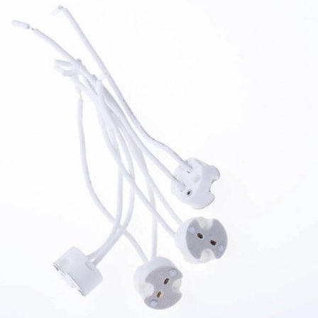 20 stk G5.3 Keramisk Kvarts Lampeholder Sokkel Lett Kobber Silikonkabel for Halogenlamper, LED-lamper, Hvit, 15cm