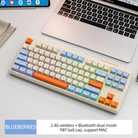 M87 Bluetooth-mekaaninen näppäimistö, 2.4G kaksoismoodi-yhteys, PBT-näppäinhatut, RGB-taustavalo, sopii tietokoneille, kannettaville tietokoneille ja 