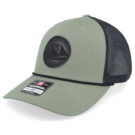 Wild Spirit - Mountain And Eagle Black Patch Loden/Black Rope A-frame Trucker Trucker Green Cap - @ Hatstore