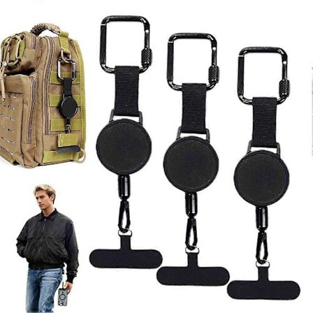 Uttrekkbar Tyverisikker Telefonholder Rem - Kraftig Firkantet Trekkflik Nøkkelbånd med Høy Strekkfasthet for Utendørsreiser Vandring_Spe 3 stk