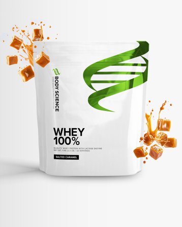 Proteinpulver Whey 100% - 1 kg - Salted Caramel - Body Science - Vassleprotein, Protein